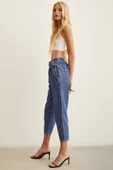 Beli Lastikli Mom Jean Mavi - 4