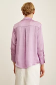 Basic Saten Gömlek Mor thumbnail 2
