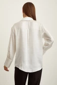 Basic Saten Gömlek Kırık Beyaz thumbnail 3
