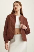 Bomber Kapitone Ceket Kahve - 1