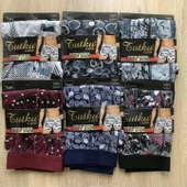 TUTKU 0119 ERKEK DESENLİ LİKRALI BOXER 6 ADET - 2