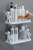 4'lü Kendinden Yapışkanlı Craft Banyo Rafı Baharatlık Mutfak Organizer Duvara Monte Raf Düzenleyici - 2