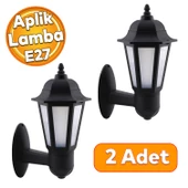 Sokak Bahçe Duvar Aplik Lamba Aydınlatma Lale Bahçe Armatürü Yandan Montaj E27 Duy Siyah Plastik thumbnail 1