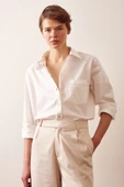 Pamuklu Klasik Gömlek Ekru thumbnail 1