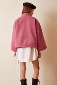 Cep Detaylı Bağcıklı Crop Ceket Pembe - 6