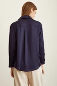 Basic Saten Gömlek Lacivert thumbnail 2