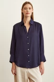 Basic Saten Gömlek Lacivert thumbnail 3