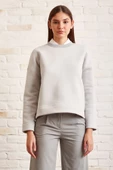 Bisiklet Yaka Oversize Sweatshirt Mavi - 2