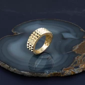 Modern Tasarım 14 Ayar Sarı Altın Yüzük thumbnail 4