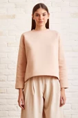 Bisiklet Yaka Oversize Sweatshirt Somon - 1