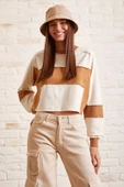 Çift Renk Oversize Sweatshirt Beyaz - 1