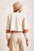 Çift Renk Oversize Sweatshirt Beyaz - 6