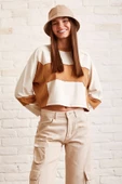 Çift Renk Oversize Sweatshirt Beyaz - 3