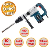 Kırıcı Delici Darbeli Matkap 1250 W Proter Metal Beton Elektropnömatik Delme Kırma Hilti 40 mm - 1