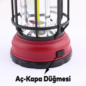 Blanca Dekoratif Kamp Lambası Ledli Beyaz Işıklı El Feneri Pilli Işıldak Portatif Gece Lamba Kırmızı - 5