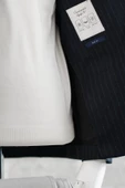 Slimfit Torba Cep Çizgili Mono Yaka Astarsız Çift Yırtmaç Likralı Kışlık Erkek Tek Ceket - 12