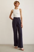 Yüksek Bel Geniş Paça Pantolon Lacivert thumbnail 1