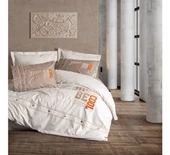 Cotton Box Ranforce Mood Nakışlı çift kiş. nevresim takımı Cool Kahve - 1