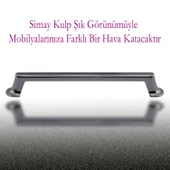 Simay Mobilya Mutfak Dolabı Çekmece Dolap Kapak Kulpu Düz Metal Kulp Kulbu Kulpu 160 mm Füme thumbnail 3
