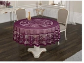 Bella Raşel Örme Tül Osmanlı Desen Yuvarlak Masa Örtüsü MOR - 1
