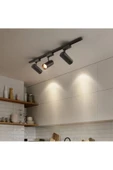 Siyah Kasa Günışığı 1 Metre Raylı 3'lü 30w Ray Spot Vitrin Mağaza Armatürü Gün Işığı - 3