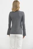 Kol Detaylı Derbili Triko Kazak - Koyu Gri thumbnail 5