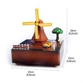 BUFFER® Dekoratif Mandallı Kurmalı Hareketli Arabalı Sesli Değirmen Müzik Kutusu - 7