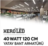 Hero Led 10 Adet 40 Watt 120 cm Yatay Bant ARMATÜRÜ-40W Bant Armatür-Beyaz - 3