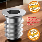 Metal Düz Dişli Dübel Ahşap Dübeli M8 10x18 Diş Çinko Mobilya Bağlantı Ünite Birleştirme (50 ADET) - 1