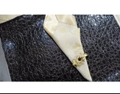 Mandaş Yemek seti 8 Kişilik deri runnerli yüzüklü siyah / gold - 3