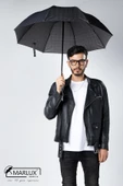 Marlux Siyah Ekose Unisex Yarasa Tip Kırılmaz Şemsiye M21MAR077R004 - 2