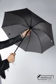 Marlux Siyah Gri Ekose Unisex Yarasa Tip Kırılmaz Şemsiye M21MAR077R002 - 7