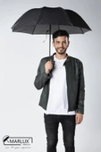 Marlux Siyah Gri Ekose Unisex Yarasa Tip Kırılmaz Şemsiye M21MAR077R002 - 2