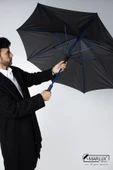 Marlux 8 Fiber Telli Rüzgara Dayanıklı Otomatik Özel Tasarım Protokol Şemsiye Siyah Mavi MPR2008 thumbnail 6