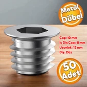 Metal Düz Dişli Dübel Ahşap Dübeli M8 10x12 Diş Çinko Mobilya Bağlantı Ünite Birleştirme (50 ADET) - 1