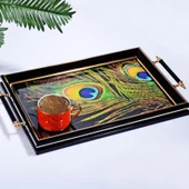 Kosova Sa-204 Kulplu Lüx Dikdörtgen Tepsi 50 x 31 Cm Siyah thumbnail 1