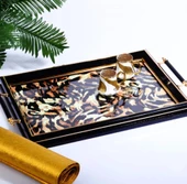 Kosova Sa-230 Kulplu Lüx Dikdörtgen Tepsi 50 x 31 Cm Siyah thumbnail 2