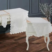 Nazik Home Doria Dantelli Leke Tutmaz 5 Parça Salon Oda Takımı Krem Standart - 4