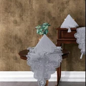 Nazik Home Clara Dantelli Leke Tutmaz 5 Parça Salon Oda Takımı Gri Standart - 2