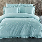 Nazik Home Sunny Papatya Nakışlı Nevresim Takımı Mint Çift Kişilik - 1