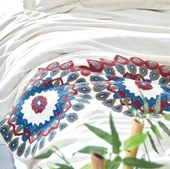 Nazik Home Evora Keten Nevresim Takımı Bordo / İndigo Çift Kişilik - 2