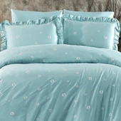 Nazik Home Sunny Papatya Nakışlı Nevresim Takımı Mint Çift Kişilik - 3