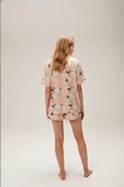 Nazik Home Ferya Düğmeli Şort Takım Pudra S - 6