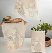 Nazik Home Floransa Dantelli Pamuk Havlu Bej 90X150 - 1