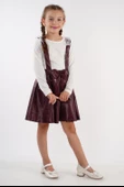 Deri Etekli Brode Yaka Kız Çocuk Takım MNK2113 thumbnail 3
