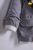 Babyhola Bayramlık 3'lü Kapşonlu Hırka Badi Pantolon Erkek Bebek Çocuk Alt Üst Takım - 8