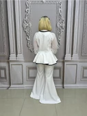 Kolları Şifon Büyük Beden Ceketli Takım - BEYAZ - 6