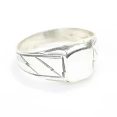 925 Ayar Gümüş Kare Kaşlı Erkek Yüzük thumbnail 1