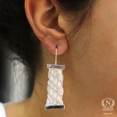 925 Ayar Gümüş Saç Örgüsü Toplu Küpe thumbnail 1