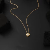 Kalp Tek Taşlı 22 Ayar Altın Takı Seti thumbnail 4